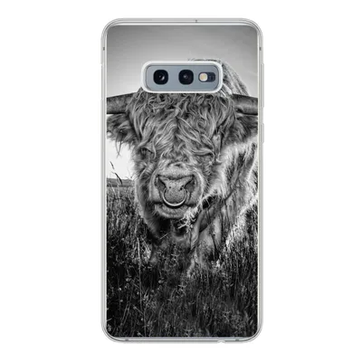 Produktbild von MuchoWow® Handyhülle Schutzhülle Hülle für Samsung Galaxy S10e Schottischer Highlander - Schwarz und Weiß Silikon Softcase Handy Hülle - Handy