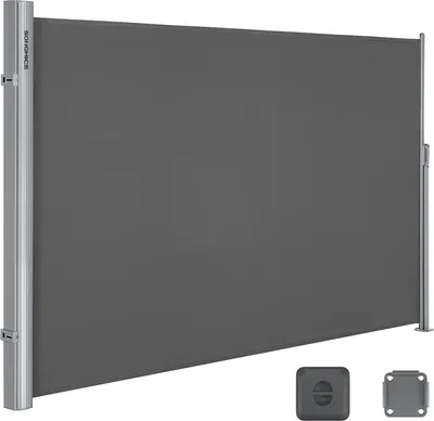 Produktbild von SONGMICS Alu Seitenmarkise 160 x 300 cm 280 g/m² ausziehbar Sichtschutz, Sonnenschutz für Balkon & Terrasse anthrazit GSA160G