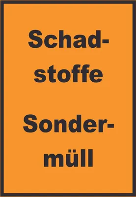 Produktbild von Schadstoffe Sondermüll Mülltrennung Schild mit Text hochkant A3 Rückseite selbstklebend