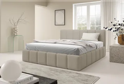 Zdjęcie produktu dla DEKORI INTERIORS Łóżko tapicerowane KALLA Slim 180x200 cm z pojemnikiem na pościel - QUELLE 05