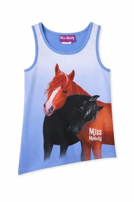 Produktbild von Miss Melody Mädchen Top Blau, Gr. 116 – süßes Top für Pferdefans