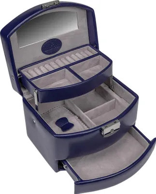Image de WINDROSE boîte à bijoux Merino Moda Jewellery Box Automatic Dark Blue bleu marine