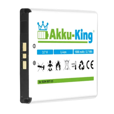 Produktbild von Akku kompatibel mit Sony-Ericsson BST-33 - Li-Ion 1000mAh - für K800i, K530i, K550i, K630i, K660i, K800i, K810i, P990i, W850i