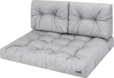 Zdjęcie produktu dla Zestaw poduszek z palet 120 cm - zielony w paski - 2-częściowy (120x82 i 120x40 cm), grubość 12 cm, odporny na warunki atmosferyczne | Pillowprim