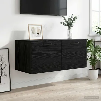 Productafbeelding van Maison Exclusive - Wandmeubel, wandmontage, zwart, eikenlook, houtvezel