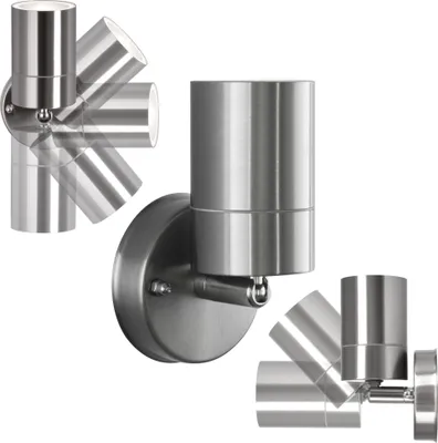 Produktbild von Außenwandleuchte Edelstahl 109B: Schwenkbar, Eisen gebürstet, IP44, GU10 Fassung, Elegante Beleuchtung im Außenbereich