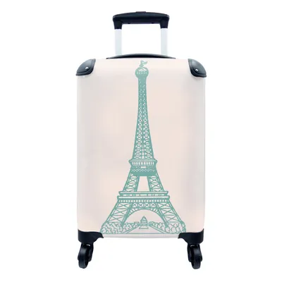 Produktbild von MuchoWow® Koffer Handgepäck Trolley Rollkoffer Kleine Reisekoffer mit 4 Rollen - Paris - Eiffelturm - Illustration - Cabin Size < 55x40x23 cm & 55x40x20 cm - Fotokoffer - Kabinenkoffer - Boardgepäck - Reise-Box - Reisekoffer - Reisegepäck - Koffer mit Bild - Trolley für Kinder