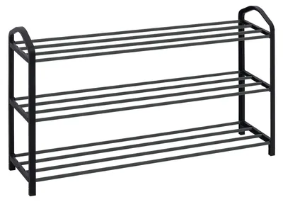 Produktbild von Schuhregal mit 3 Ebenen für 12 Paar Schuhe | Schwarz | 79x19,5x45 cm