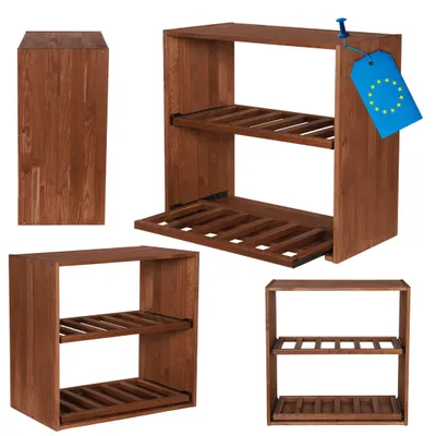 Produktbild von MODO24 Weinregal 12 Flaschen, Auszugsböden, Flaschenregal, Weinschrank, Getränkeregal, Kellerregal, Massivholz, 60x60x30 cm, Braun, RW61
