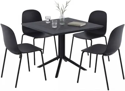 Image de Ensemble de mobilier de jardin Zeron comprenant 4 chaises, couleur noire