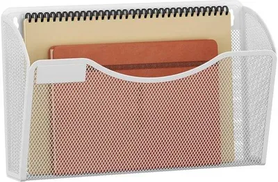 Produktbild von Metallischer A4-Heftstapelhalter für Wandmontage, Dokumente-Organisator, hängender Zeitungshalter mit Etikett, weiß