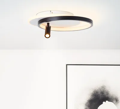 Produktbild von BRILLIANT moderne LED Deckenleuchte EUNOMIA | schwarz weiße Deckenlampe mit 3-Step-Dimmer | 24W 2500 Lumen 3000 Kelvin | Metall/Kunststoff |