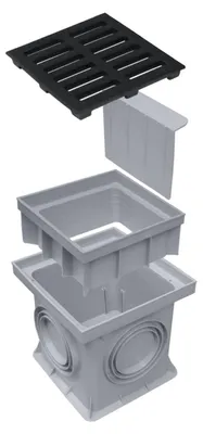 Produktbild von Marley Einlaufschacht 200x200mm Hofablauf + Gussrost Aufsatz Geruchsverschluss Bodenablauf