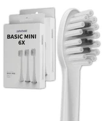 Produktbild von Zahnheld Bürstenkopf Ersatzbürsten Basic Mini - ideal für Gero Schallzahnbürste, 6 Stück, Weiß, kleine Wechselköpfe, für Kinder geeignet