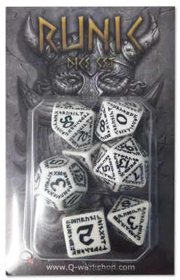 Produktbild von SRUN02 - RuneQuest Würfel Set, weiß & schwarz (7)