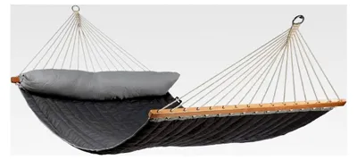 Produktbild von Grau Doppel-Hängematte mit Spreizstangen - Stoffhängematte mit Kissen und Aufbewahrungstasche - 210x115 cm, belastbar bis 180 kg - Ideal für Garten und Camping