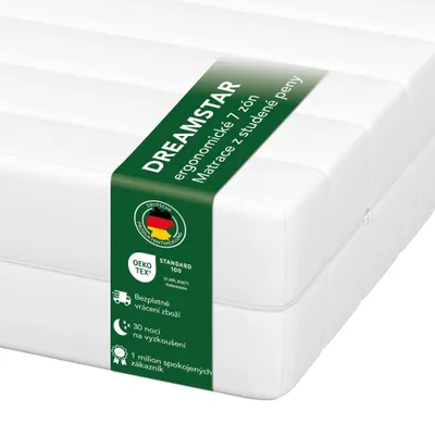 Obrázek produktu pro Ergonomická matrace z chladivé pěny s 7 zónami | 120 x 200 cm | 16 cm | tvrdost H2 a H3 | DREAMSTAR Easy Flex