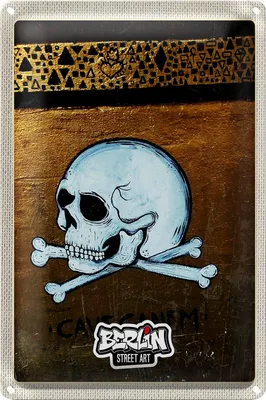 Produktbild von Blechschild Reise 20x30cm Berlin Graffiti Totenkopf Street Art