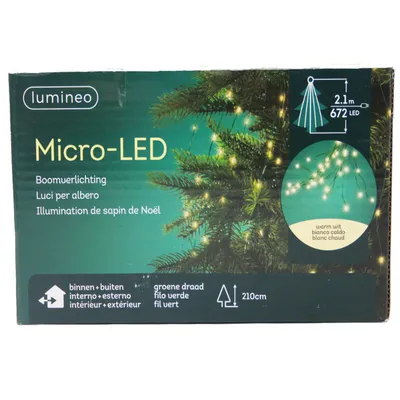 Produktbild von Lumineo Micro LED Baumbeleuchtung aus 672 LED grün weiß 210cm