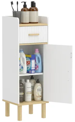 Produktbild von Schmaler Badezimmerschrank mit verstellbarem Einlegeboden, wei?