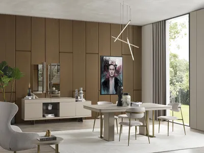 Obrázok produktu pre Jedálenský set Sada stola 6x stoličiek Komoda Moderný nábytok