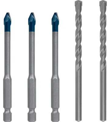 Immagine prodotto di Bosch Expert - Set di punte per trapano - per calcestruzzo, piastrelle morbide, piastrelle dure, mattoni pieni - 5 pezzi - 6 mm - lunghezza: 100 mm, 90 mm