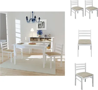 Immagine prodotto di vidaXL Sedie da pranzo 2 pz. Legno di gomma massiccio bianco e velluto - Sedie da pranzo
