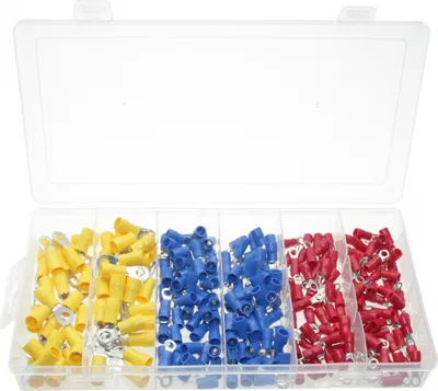 Produktbild von 250 x Kabelschuhe-Sortiment RINGFORM isoliert ROT BLAU GELB 4.0-6.0 mm² M3 M5