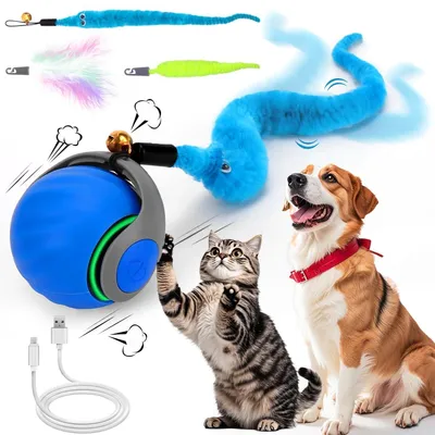 Interaktives Katzenspielzeug, USB-aufladbar, klein, blau