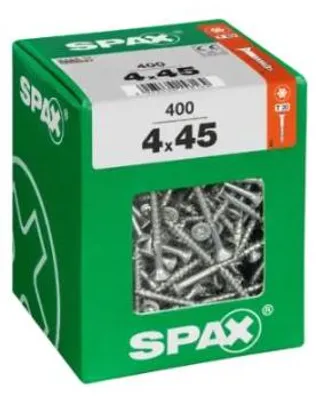 Produktbild von SPAX Universalschraube, 4 x 45 mm, 400 Stück, Teilgewinde, Senkkopf, T-STAR plus T20, 4CUT, WIROX - 4191010400456