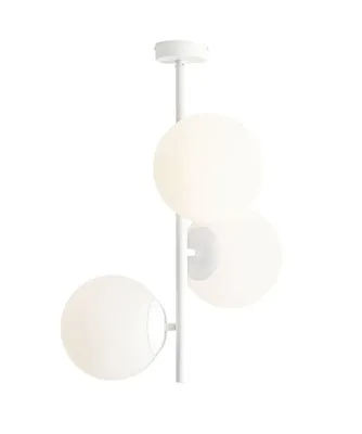 Produktbild von Deckenleuchte Metall Glas E27 46 cm breit Weiß 3-flammig Kugel Schirm Modern Deckenlampe