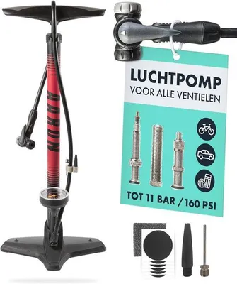 Produktbild von Famanu Hochdruck Fahrradpumpe mit Manometer und Ballpumpenaufsatz - Für E-Bikes, Mountainbikes und Rennräder