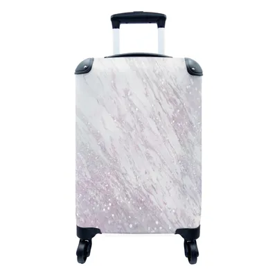 Produktbild von MuchoWow® Koffer Handgepäck Trolley Rollkoffer Kleine Reisekoffer mit 4 Rollen - Marmor - Silber - Rosa - Cabin Size < 55x40x23 cm & 55x40x20 cm - Fotokoffer - Kabinenkoffer - Boardgepäck - Reise-Box - Reisekoffer - Reisegepäck - Koffer mit Bild - Trolley für Kinder