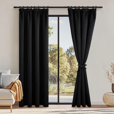 Verdunkelungsvorhänge 2er-Set 228x228 cm Schwarz Thermovorhang