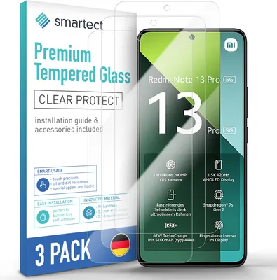 Produktbild von 3x Schutzglas Panzerfolie für Xiaomi Redmi Note 13 Pro 5G Displayschutz Hartglas