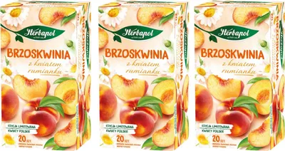Produktbild von Herbapol Pfirsich Kamillenblüten Tee 60 Teebeutel - Früchte und Kräuter Mischung