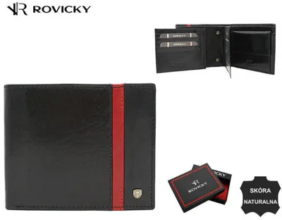 Produktbild von Rovicky | Elegante Brieftasche, aus Leder, für Herren, Naturleder, Schwarz, 12.5x10.5 cm