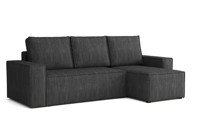 Produktbild von MR GROUP Ecksofa L Form Bergamo 240 x 142 cm mit Schlaffunktion und Bettkasten Couch Cord Schlafsofa Schlafcouch Sofa universale Seite, grau