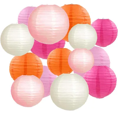 Papierlaternen 15 Stück, Rosa Orange, für Hochzeit & Garten