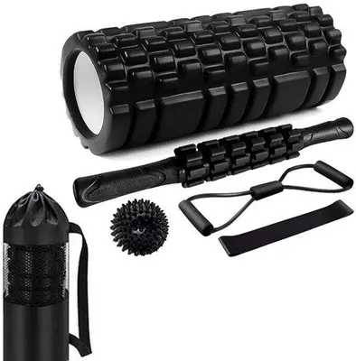 Produktbild von Massage-Roller mit Widerstandsbanden, Massagekugeln, für Sportschule und Yoga (schwarz)