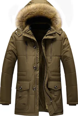Produktbild von Winterjacke Herren Gefütterte Lang Jacke mit Kapuze Männer Pufferjacke Down Coat mit Reißverschluss Herren Winddicht Outdoorjacke Wärmend Jacke, Herren, schwarz, 2XL