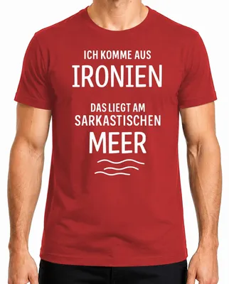 Productafbeelding van Ik kom uit een oceaan van ironie en sarcasme. Sarcasme, humor. Heren T-shirt, rood, maat S