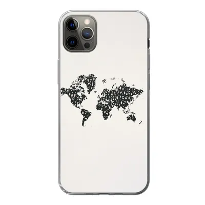 Produktbild von MuchoWow® Handyhülle Schutzhülle Hülle für iPhone 12 Pro Max Weltkarte - Zahlen - Schwarz Silikon Softcase Handy Hülle - Hartschale