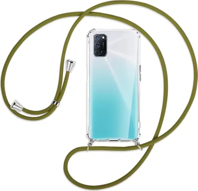 Produktbild von Handykette Backcover-Schutzhülle mit Band (Metall silberfarben) für Oppo A52 / A72 / A92 - khaki