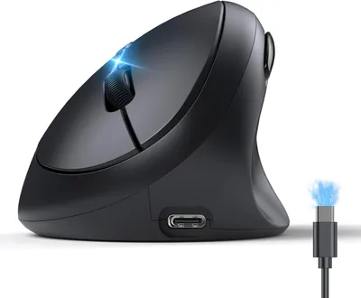 Produktbild von TECKNET Vertikale Ergonomische Bluetooth Maus, Kabellos Wiederaufladbar, 3 Geräte BT 5.0/3.0 & 2.4G, 6 Tasten, 4800 DPI, Leise für PC, Mac, Laptop