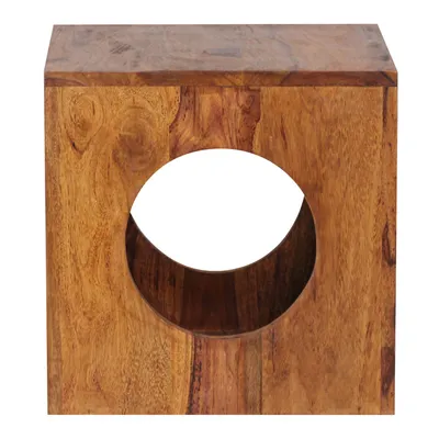 Produktbild von Beistelltisch MUMBAI Massivholz Sheesham 35x35 cm Cube Wohnzimmer-Tisch Design Landhaus-Stil Couchtisch quadratisch