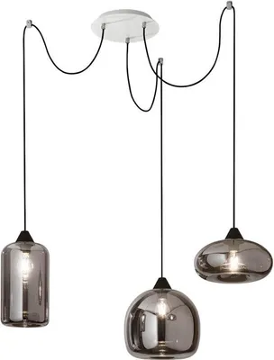 Immagine prodotto di Lampadario a sospensione Fiona a Led in metallo e vetro soffiato fumè 3496-47-126 Fabas Luce