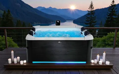 Produktbild von MSPA 6 Personen Whirlpool Outdoor Pool OSLO NEUSTES Modell inkl. MSPA App, LED,UVC - Hydromassage - ganzjährig nutzbar - inkl. Zubehör-160x160x65