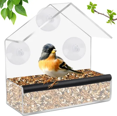 Produktbild von Vogelhaus für Fenster - Futterhaus für Vögel - Vogelhäuschen am Fenster - Futterhäuschen für Vogelhäuser - Vogel-Futterspender für Fenster - Befestigung an Glasfenstern