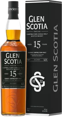 Obrázok produktu pre Glen Scotia 15 Years Old Single Malt Scotch Whisky 46% obj. 0,7l v darčekovej škatuľke